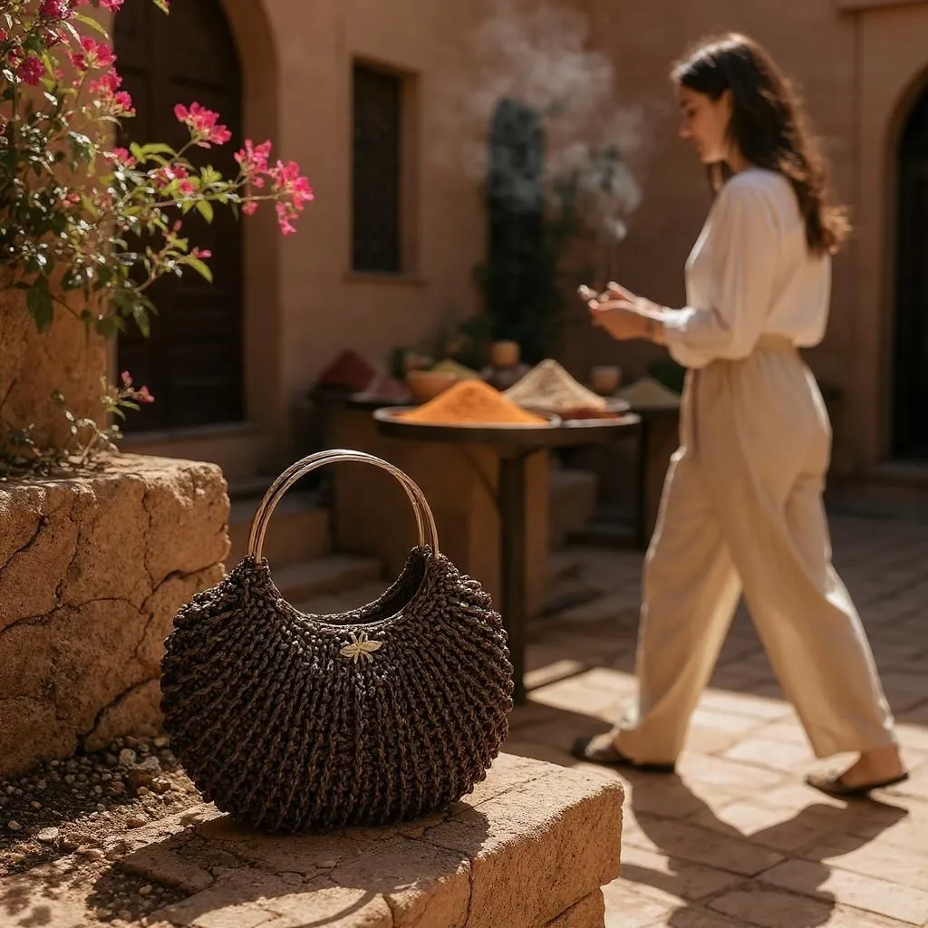 Cartera Alerce cafe en patio