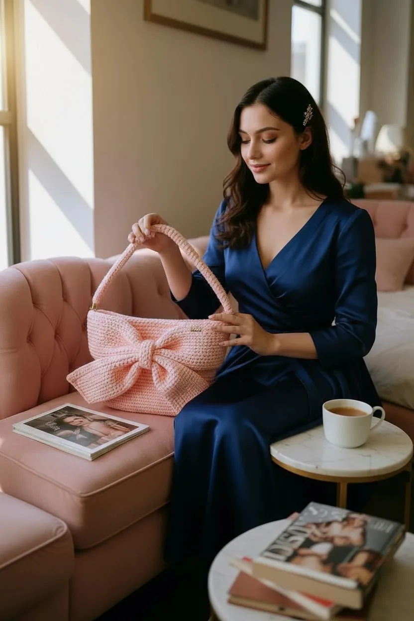 Cartera Arrayancillo rosa con moño